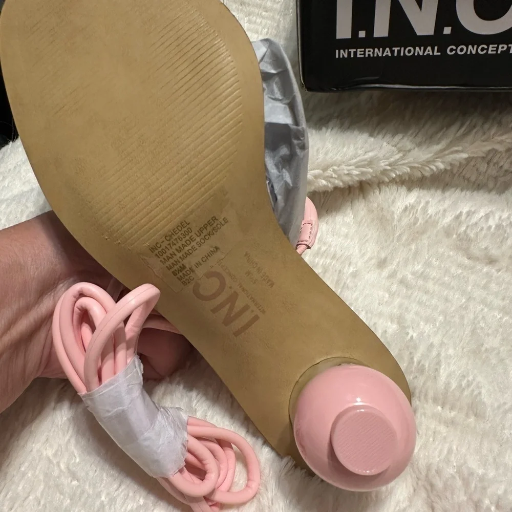 INC International Concepts Women's Light Pink Wrap Sandals
